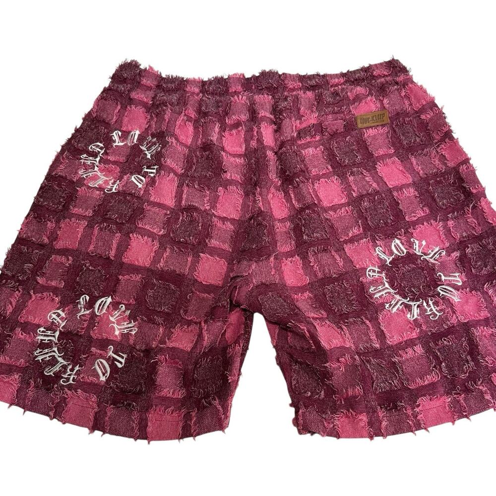 Keep It Kleep Trek Pink Plaid Fray Shirt Shorts Set 3XL Streetwear Festival - Picture 9 of 16